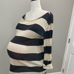 GAP Maternity Top with Black and Cream Stripes